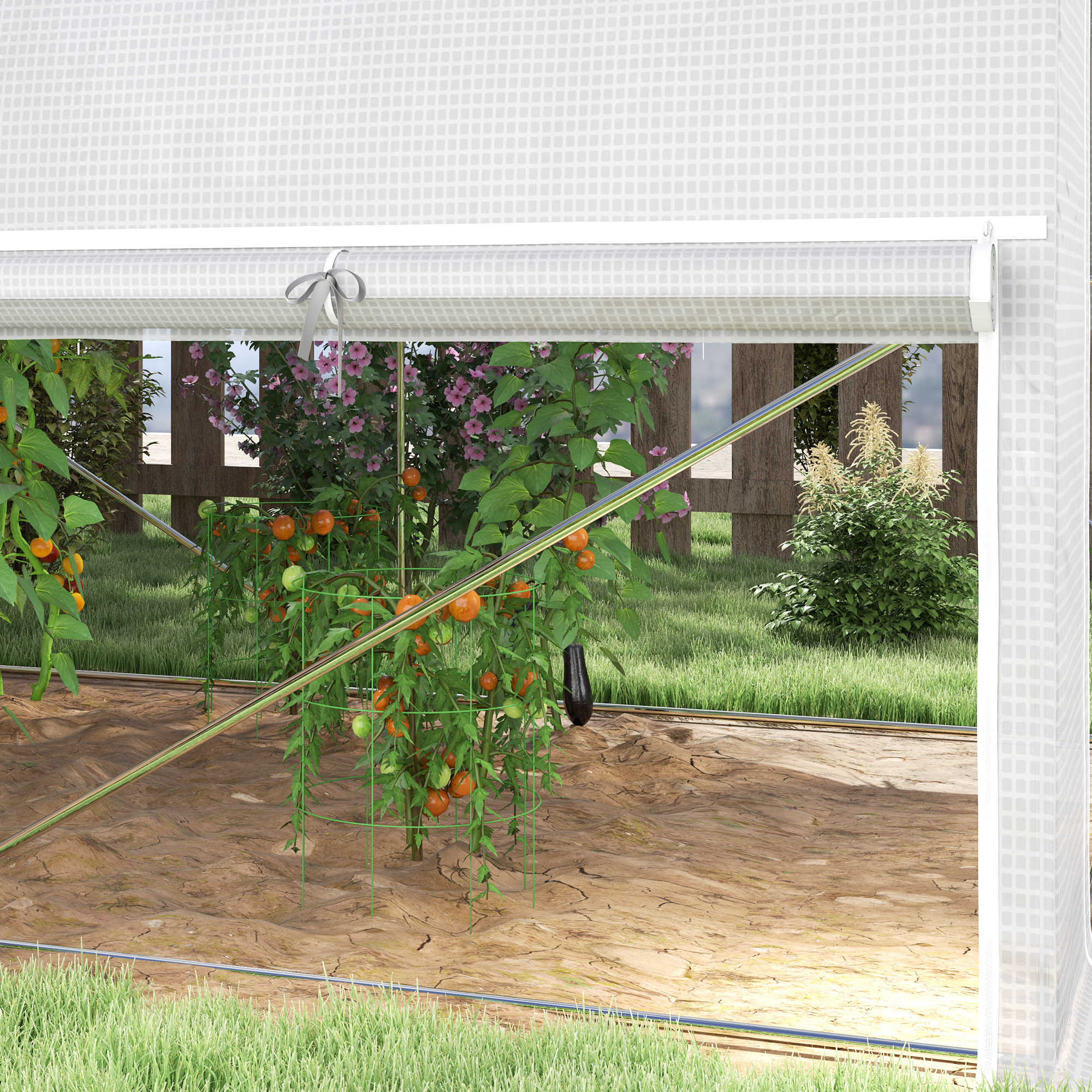 3 x 2 x 2 m Polytunnel-Gewächshaus mit aufrollbaren Seitenwänden, UV-beständiger Kunststoff-Plane und Stahlrahmen, Weiß