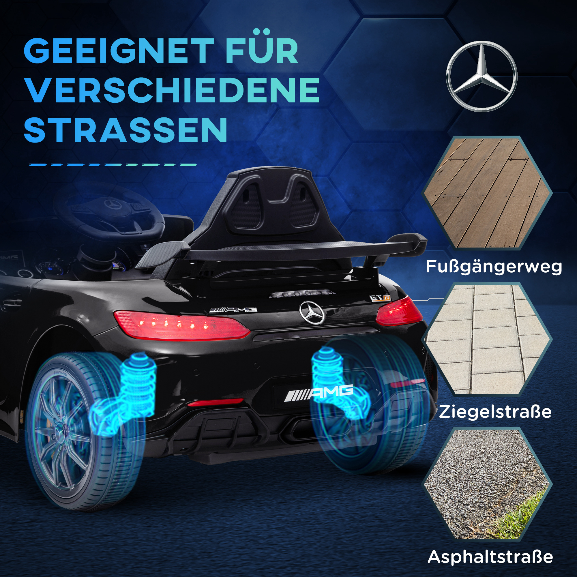 Elektro-Kinderauto, Mercedes, 3-5 km/h, Fernbedienung, Licht & Musik, Schwarz