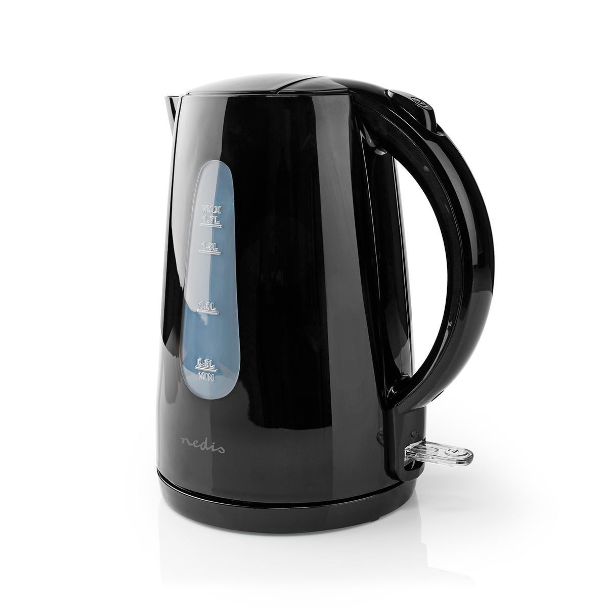 Wasserkocher | 1.7 l | Plastik | schwarz | Um 360 Grad drehbar | Verdecktes Heizelement | Strix Controller | Boil-dry protection