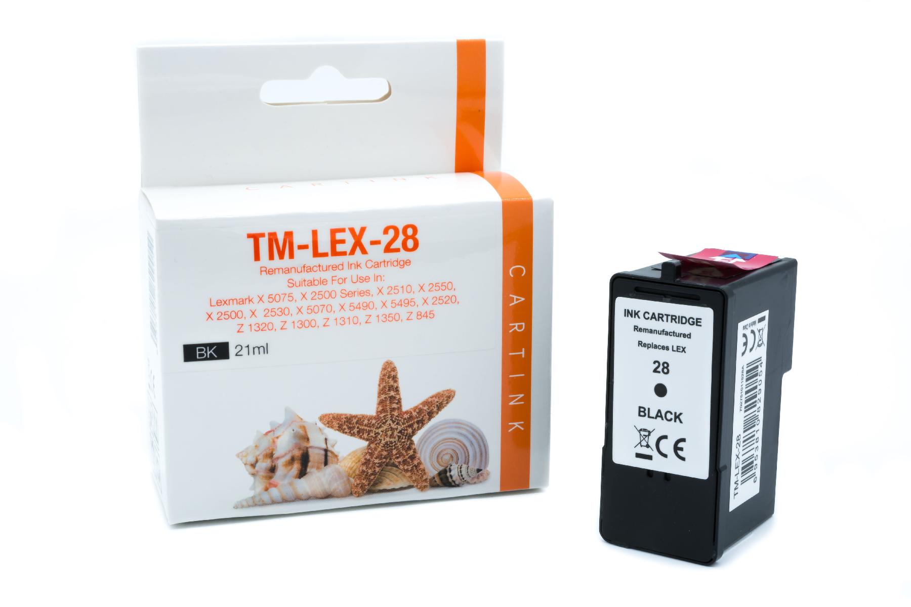 LEX28 Refill Tinte schwarz für Lexmark / 18C1528E / 21ml