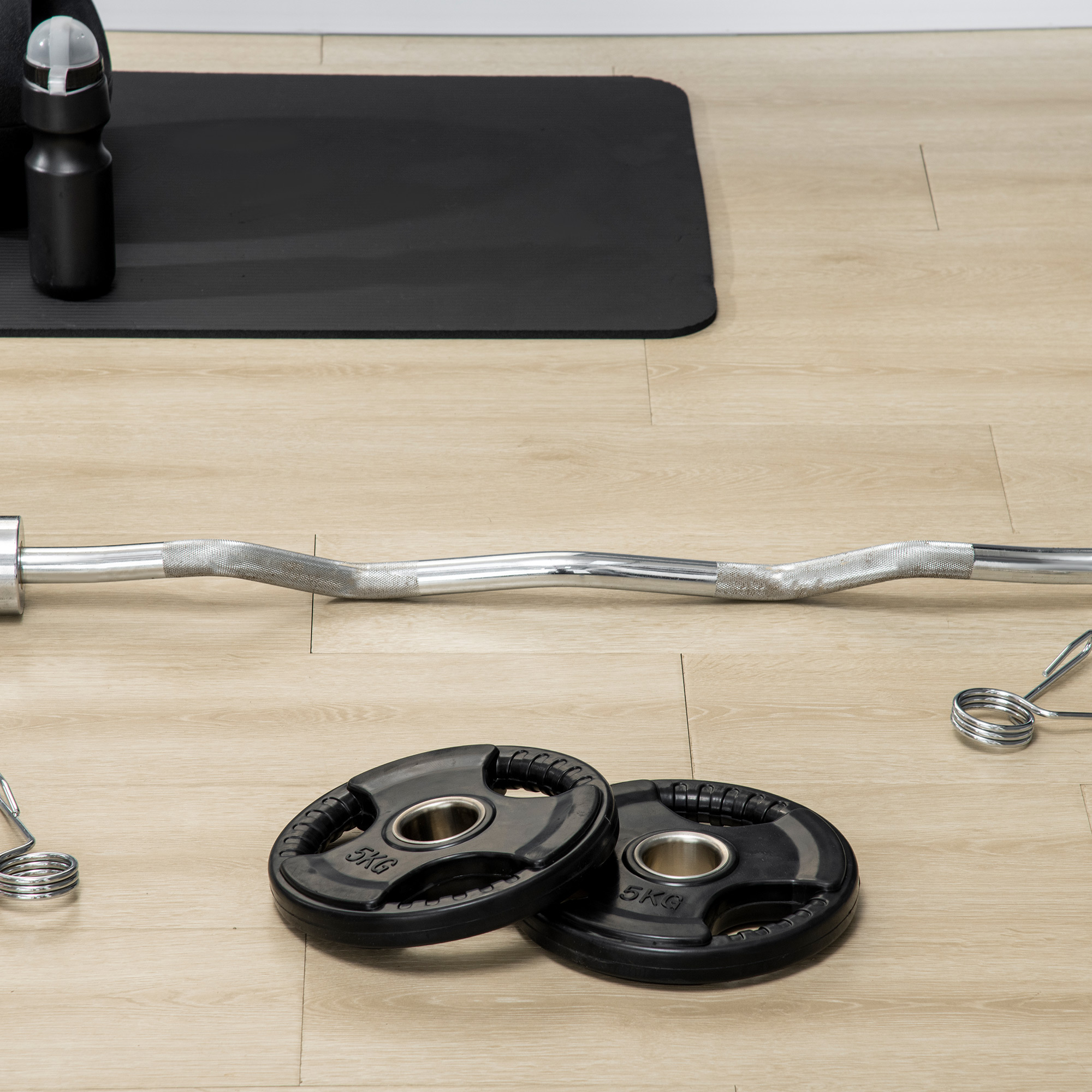 Hantelscheibe, 2er-Set, 5 kg pro Scheibe, drei Griffe, bodenschonender Gummimantel, Metall