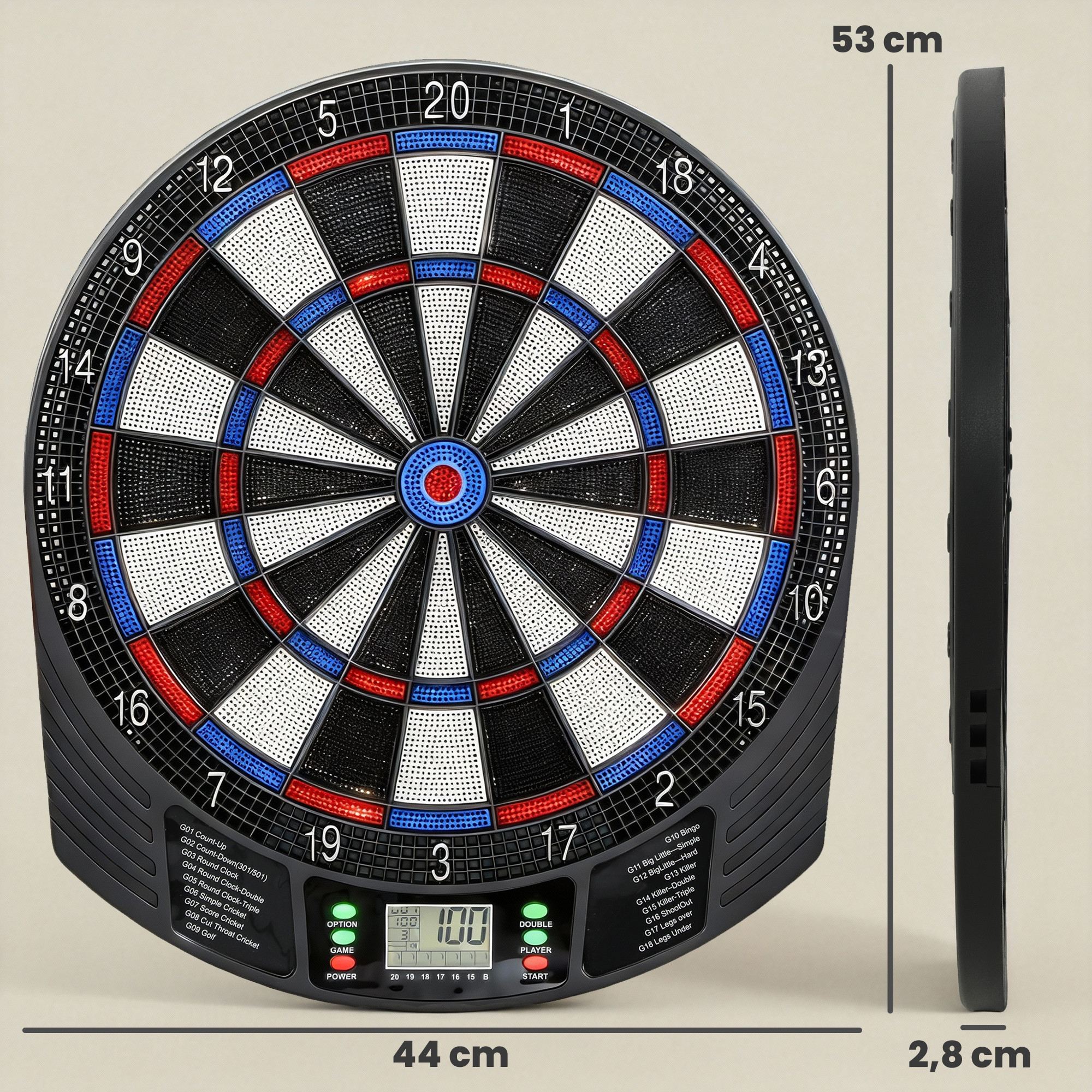 Elektronisches Dartboard für 1-8 Spieler, LCD-Display, 6 Dartsets, Bunt