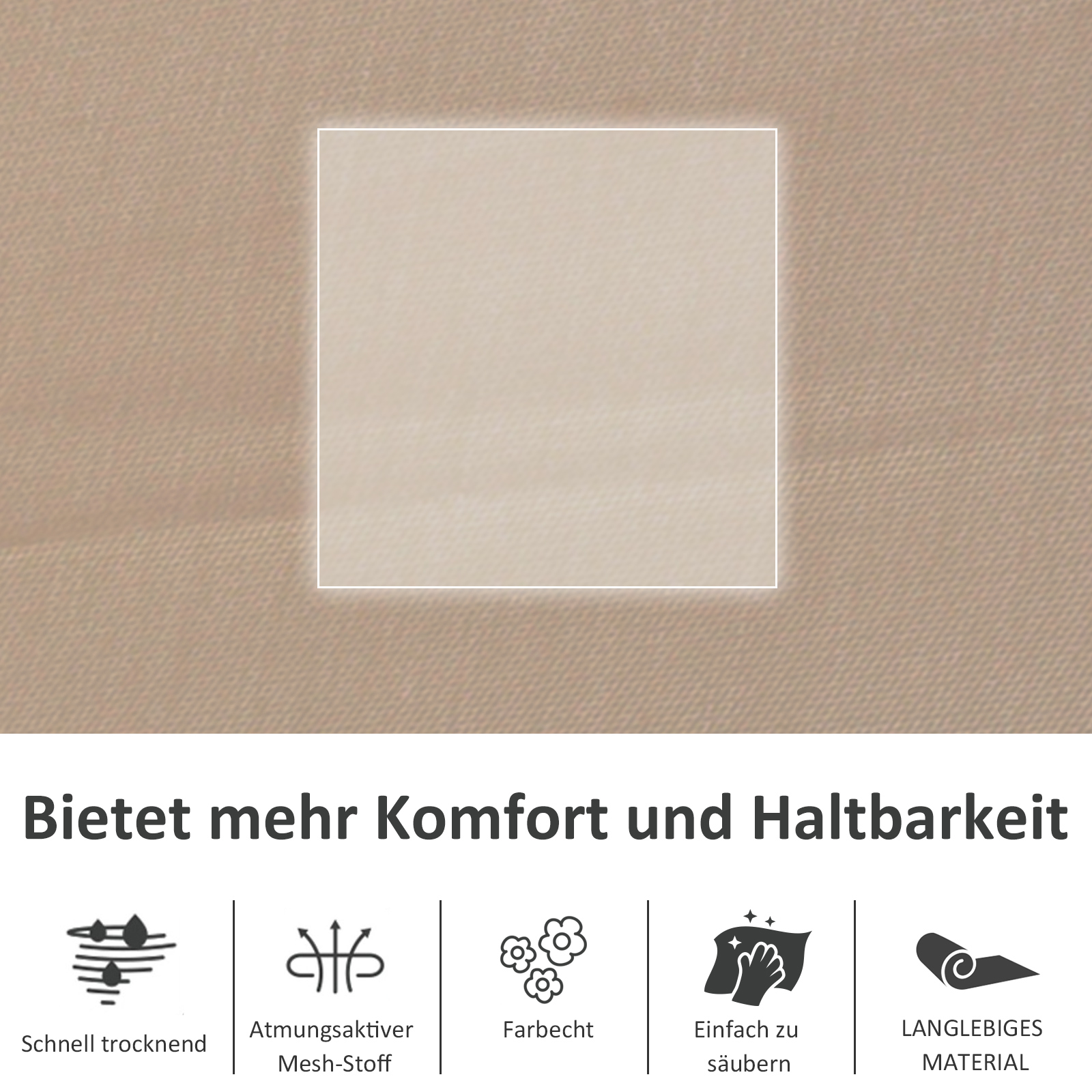 Schaukelstuhl Schwingsessel Gartenstuh Schaukelliege Metall Mesh Beige 150 x 62 x 88 cm