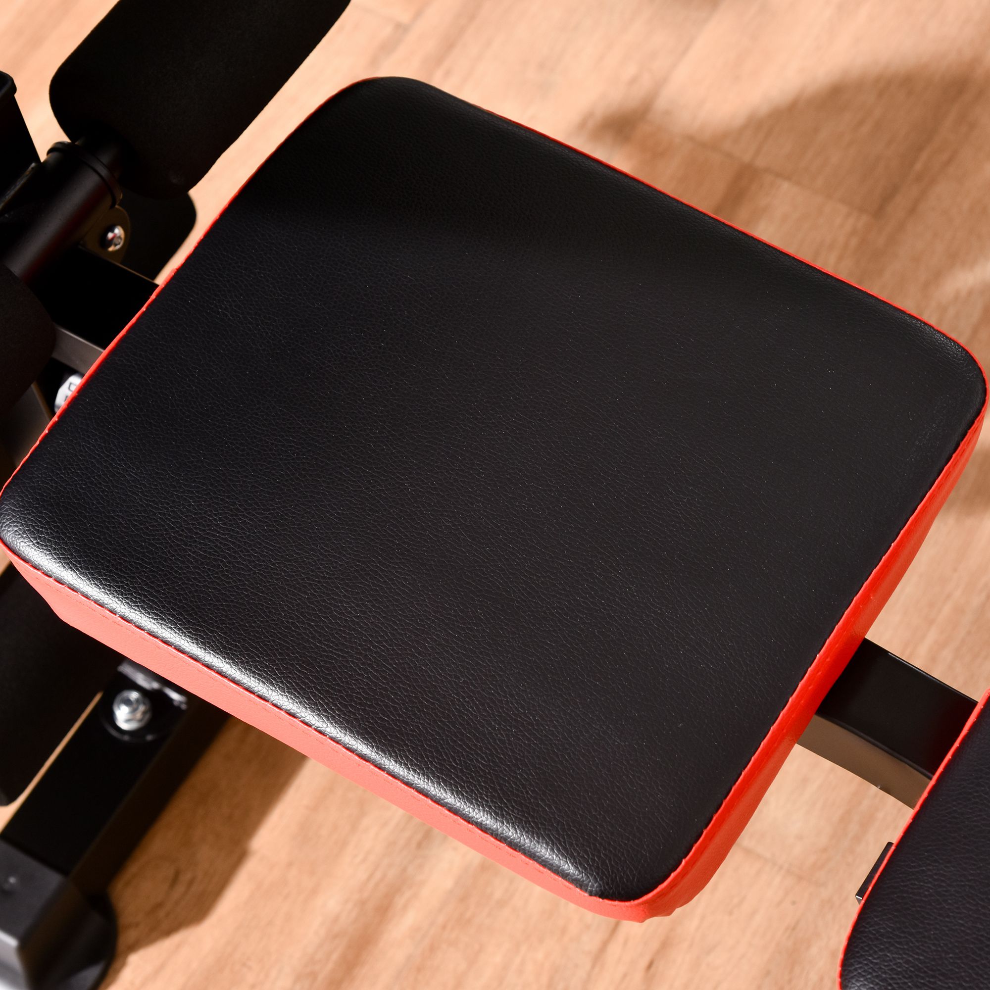 Hantelbank ohne Gewichte, verstellbare Fitnessbank für zahlreiche Übungen,  Workout-Station, Stahl, Kunststoff, Schwarz+Rot