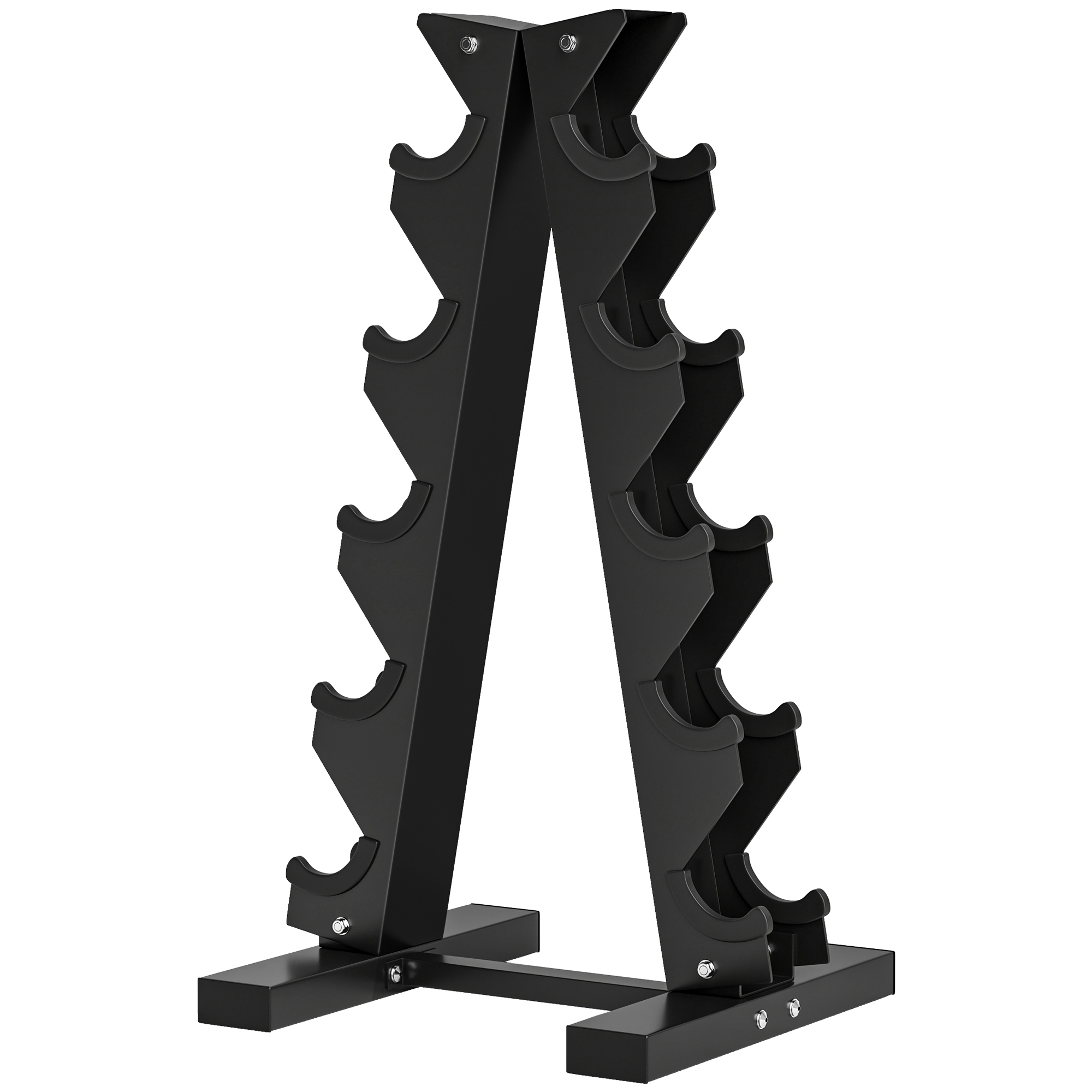 Hantelständer für 10 Kurzhanteln, 5 Ebenen, stabiles Stahlgestell, bis 100 kg, schwarz, 66 x 35 x 33 cm