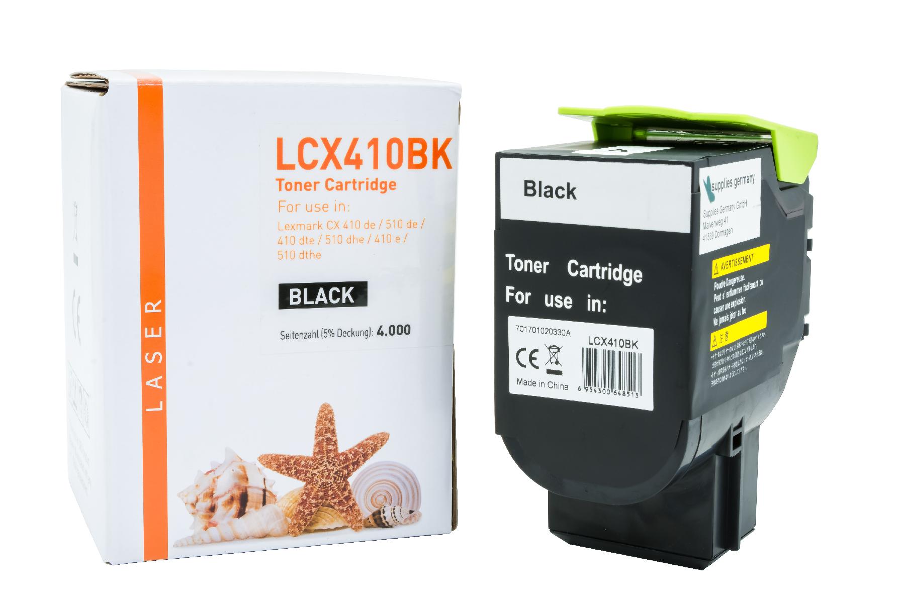 CX410BK alternativ Toner black für Lexmark / 80C2HK0 / 4.000 Seiten