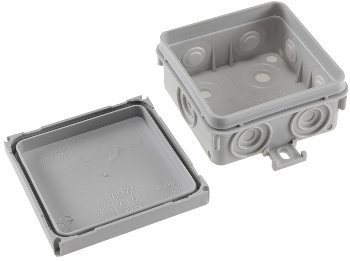 Feuchtraum-Kabelabzweigkasten, 10er Pack, 75x75x40mm, IP54, 7-fach, grau