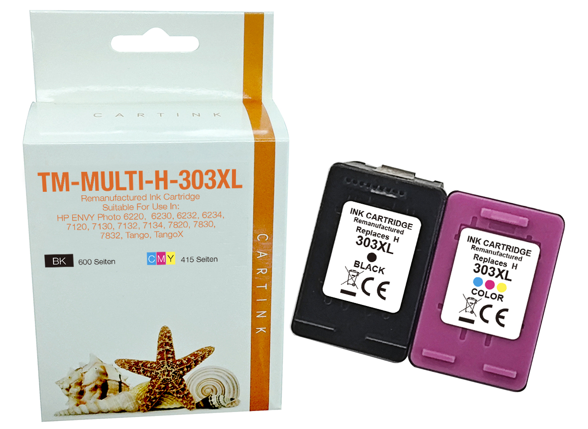 Multipack 303XL alternativ Tinte für HP / 3YN10AE / BK600 Seiten / CMY415 Seiten