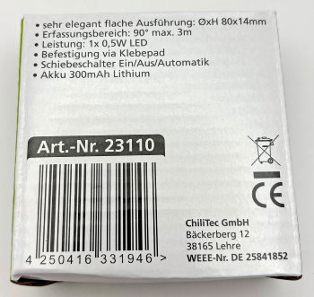 LED Treppenlicht mit Bewegungsmelder, Akkubetrieb, warmweiß, slim: 14mm flach