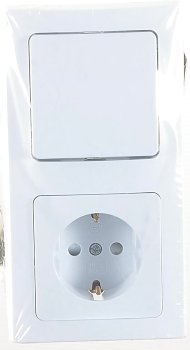 DELPHI Set Steckdosen + Schalter +Rahmen, 250V~/ 16A, Steckanschluss, weiß