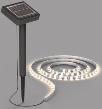 LED Solar LED-Stripe 3m, warmweiß 3000K, IP44, Dämmerungssensor