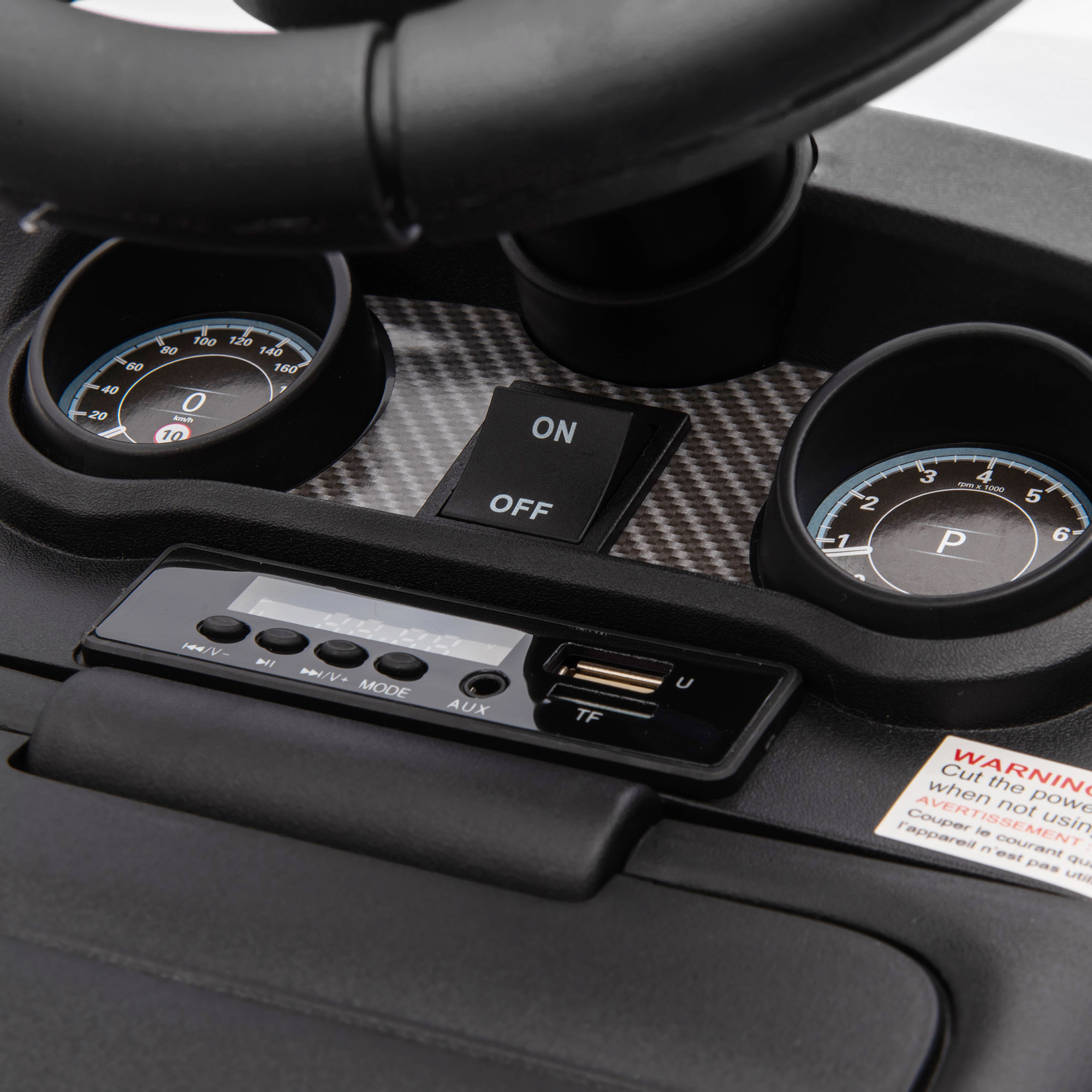 Elektro Kinderauto 6V, Land Rover, Fahr-/Schiebemodus, Scheinwerfer, Musik, Weiß