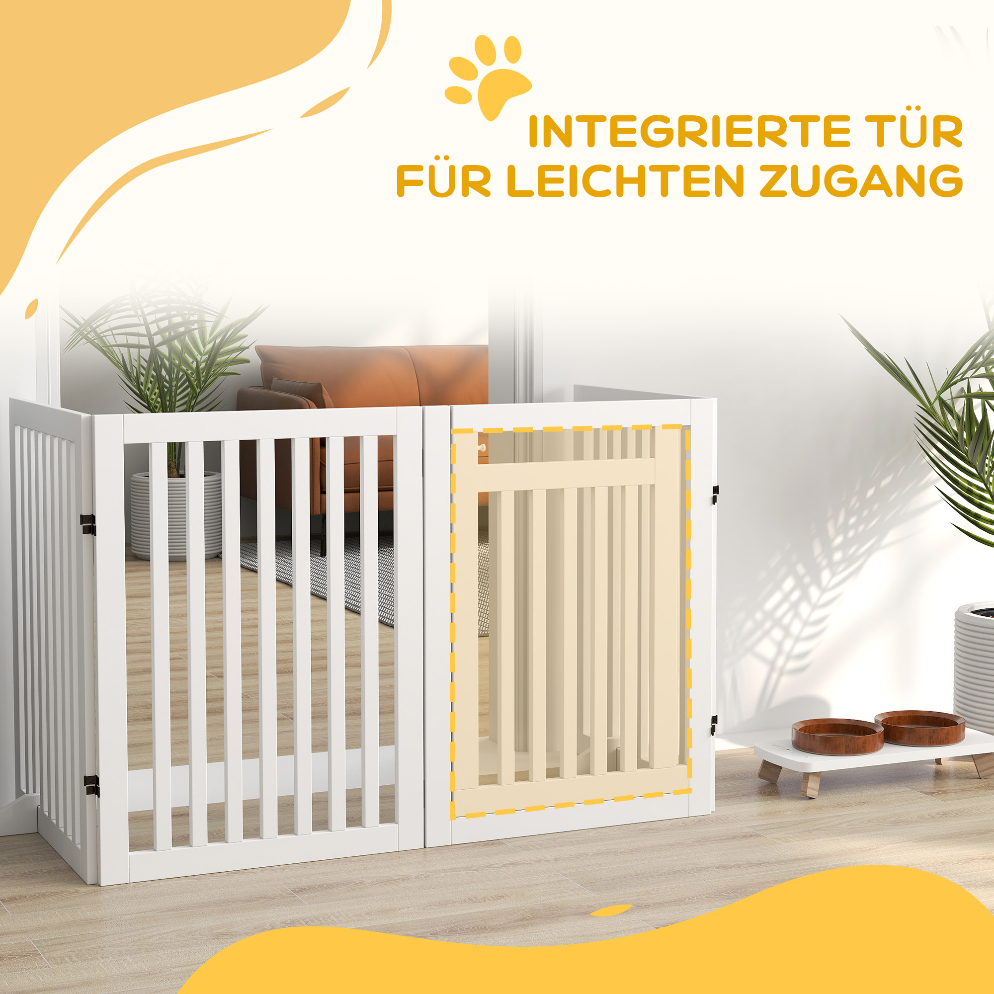 Haustiergitter, Treppenschutzgitter, Schutzgitter, 4 Teile, faltbar,  Weiß