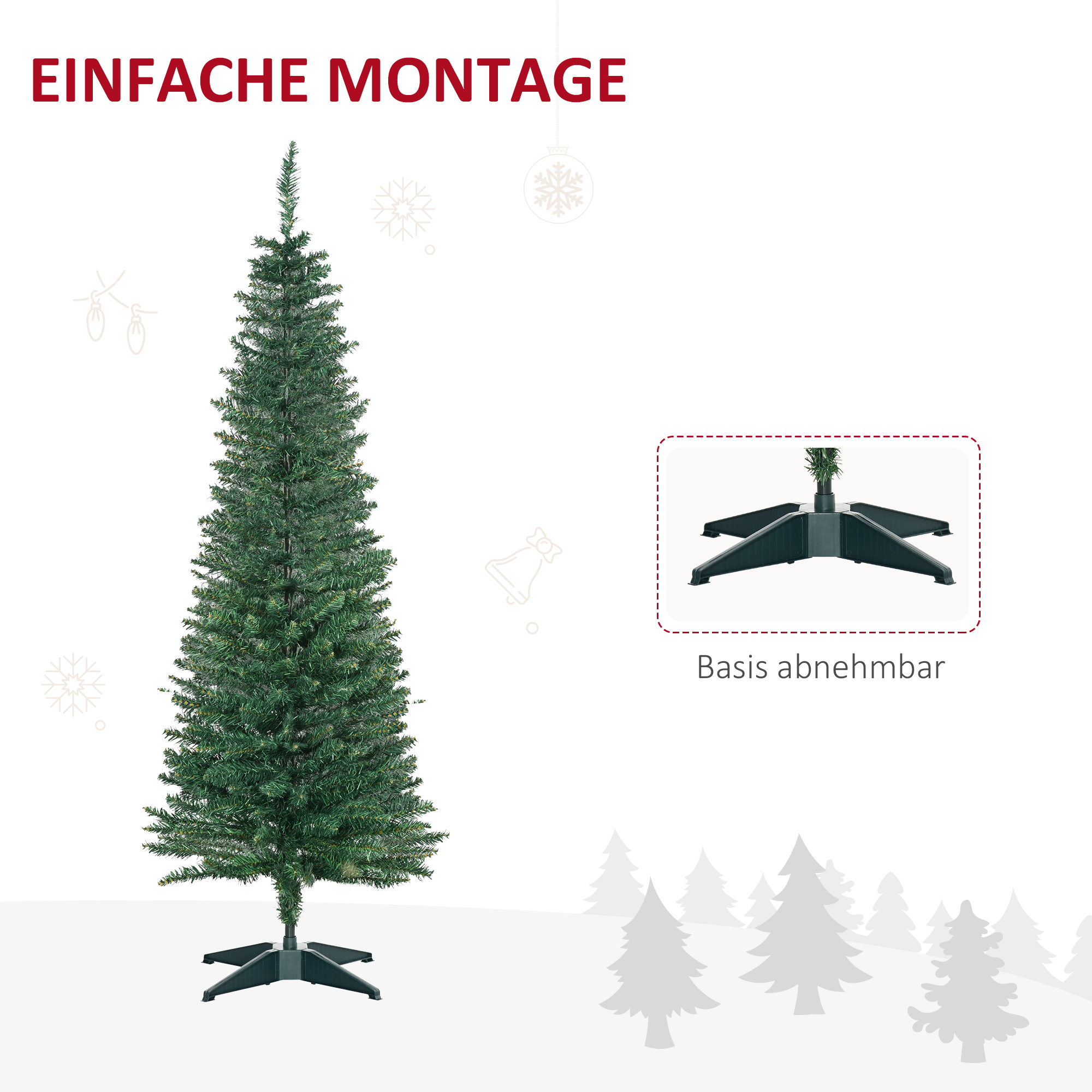 Weihnachtsbaum künstliche Künstliche Tanne Christbaum, inkl Ständer Weihnachtsstern 1,5 m, Grün