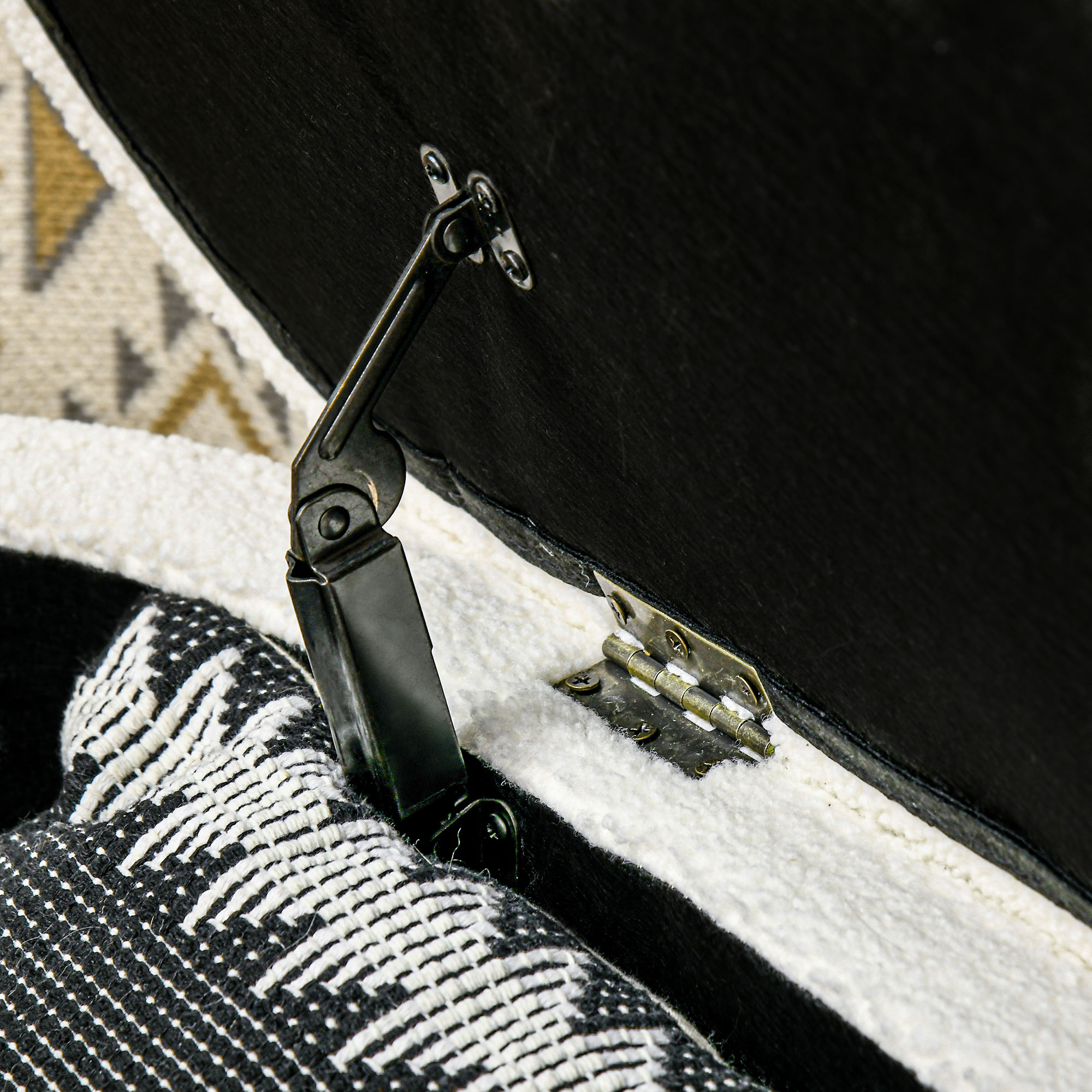 Bettbank, Stauraum, Teddy-Fleece, 116x41x40,5cm, Cremeweiß