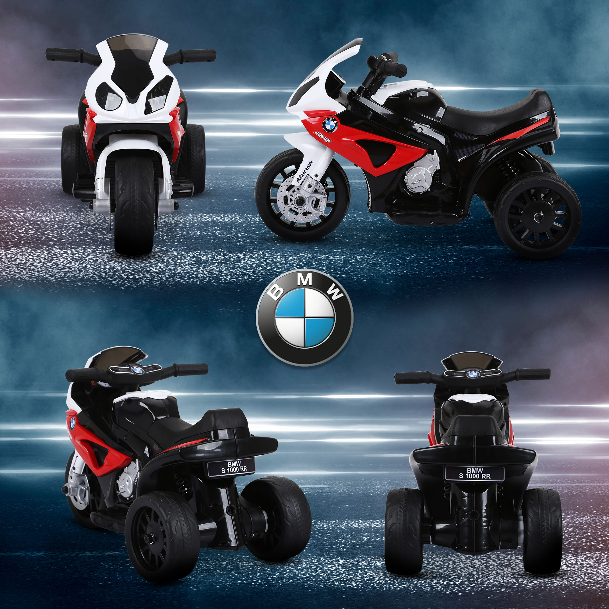 Elektro Kindermotorrad BMW S1000RR Elektromotorrad mit Musik, Scheinwerfer, Kinder Elektro Motorrad für Kinder von 18-36 Monaten Rot