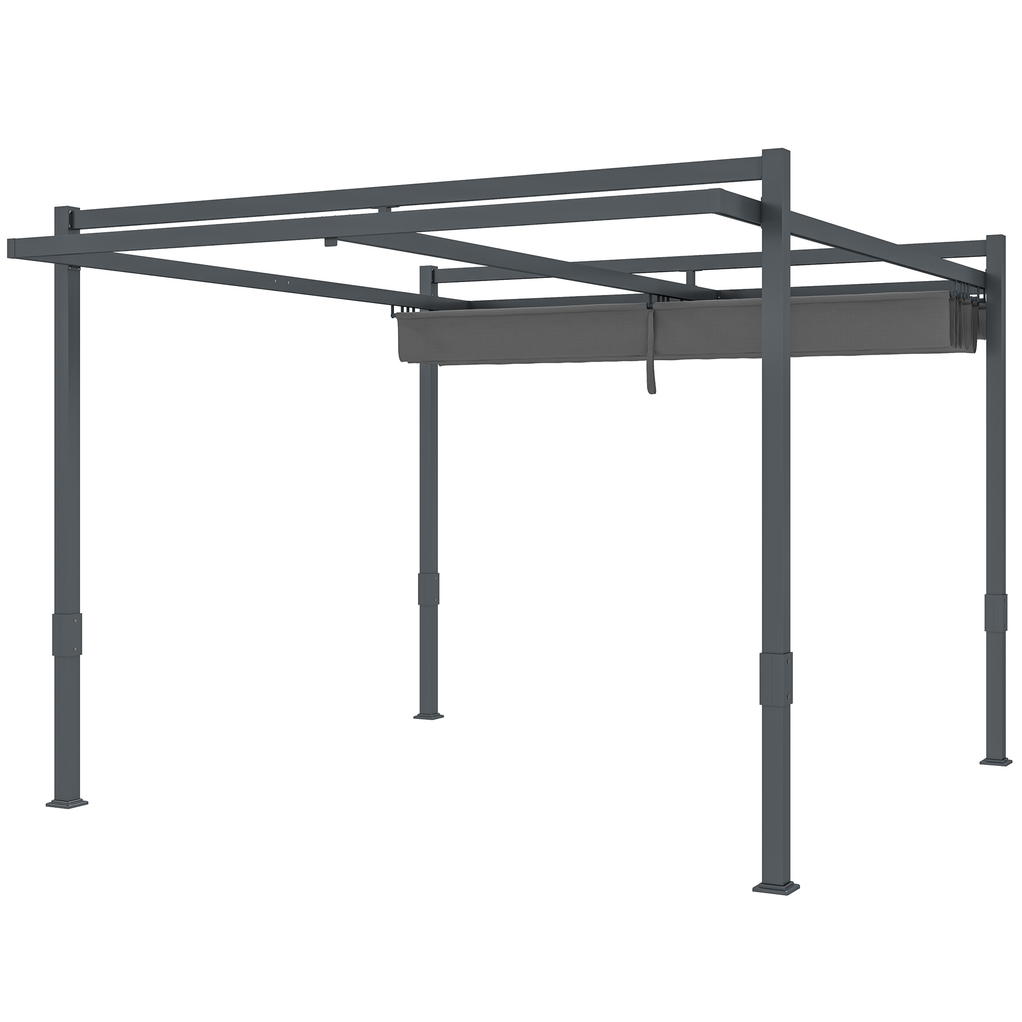 Pergola Pavillon ca, 3,5x3m Aluminium Stabil winterfest Sonnenschutz mit verstellbares Schiebedach Grau