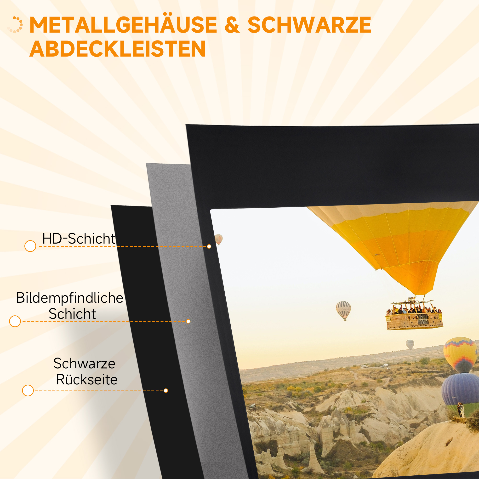 Beamer Leinwand mit Stativ 186 x 105 cm 84 Zoll 16:9 HD 4K Rollo-Leinwand