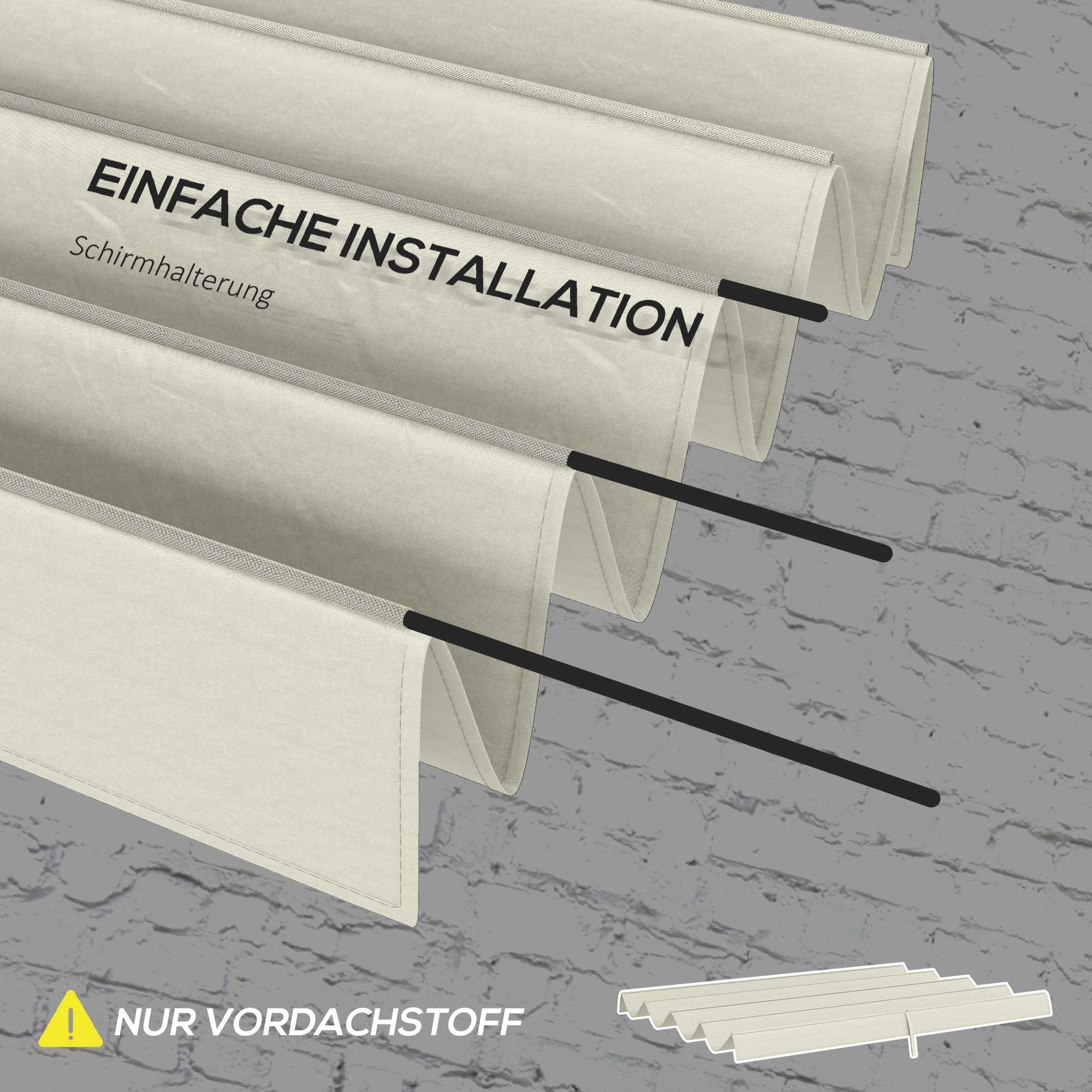Ersatzdach für 2,85 x 2 m Gartenpavillon, ausziehbar, einfache Montage, Polyester, Cremeweiß