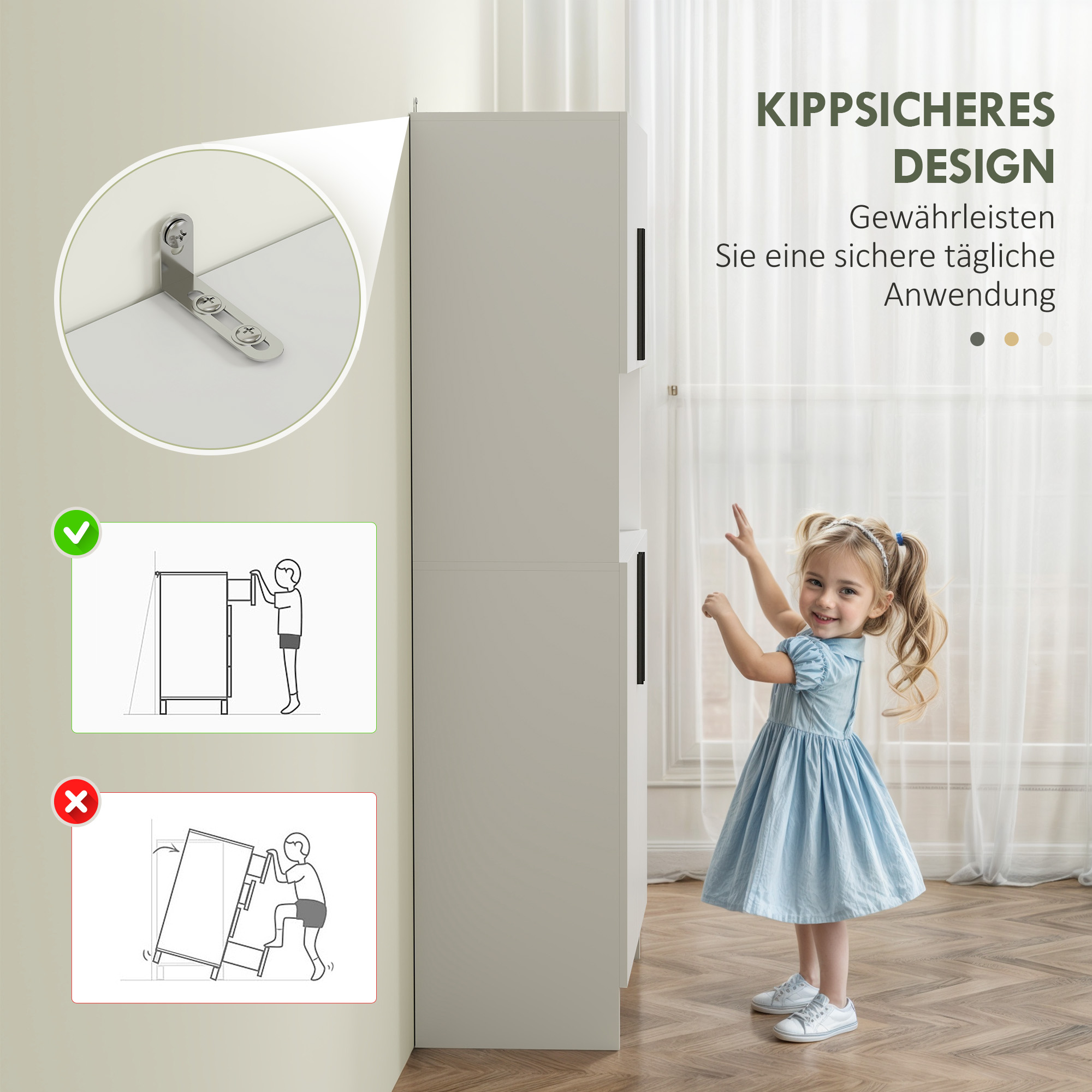 Küchenschrank, Vorratsschrank für Küche, Wohnzimmer, Esszimmer, Schränke, Regale, Mikrowellenablage, Spanplatte, Weiß