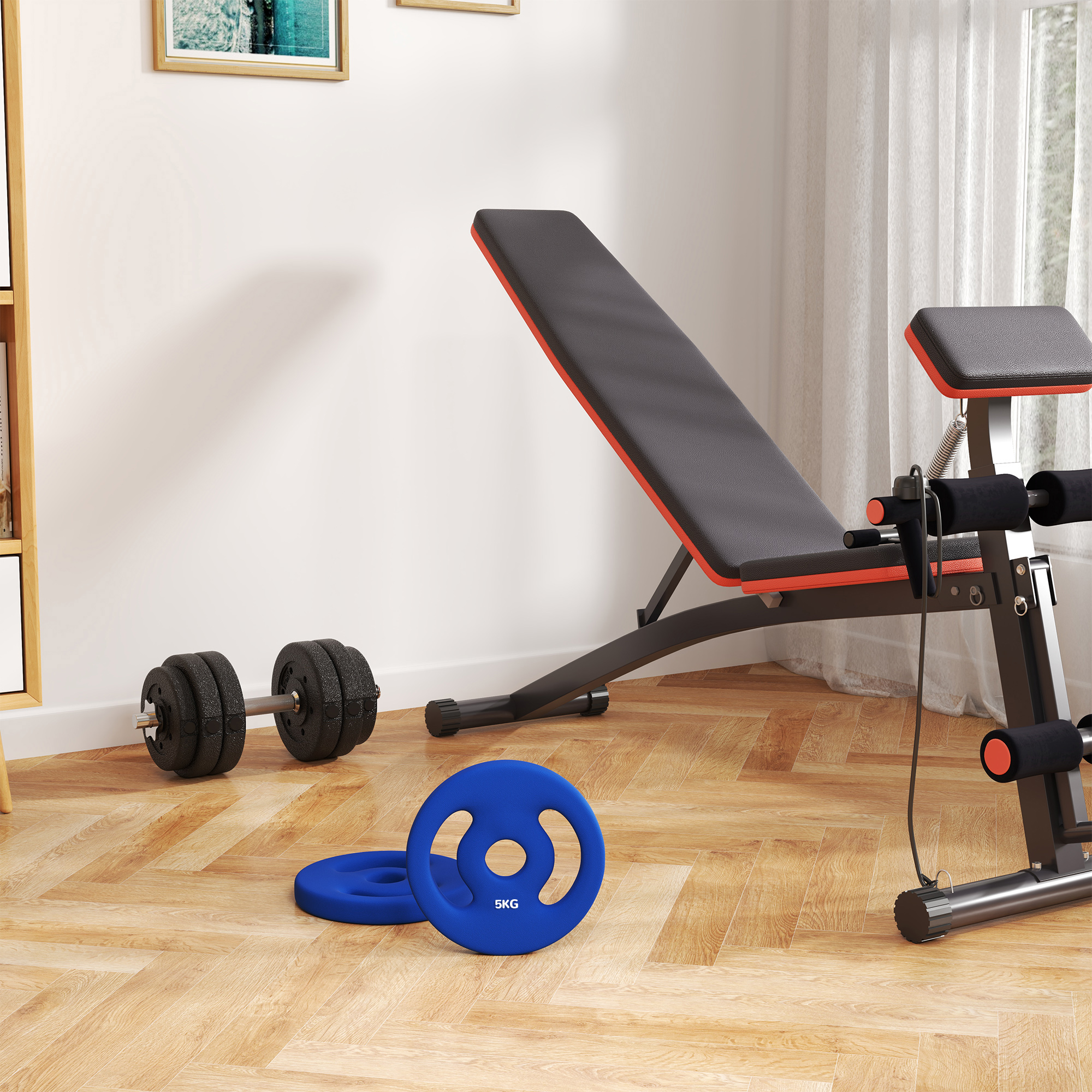 2 x 5 kg Gewichtsplatten mit praktischen Handgriffen, Gewichts-Set für Home-Gym, Fitnessstudio, Stärke-Training, Blau