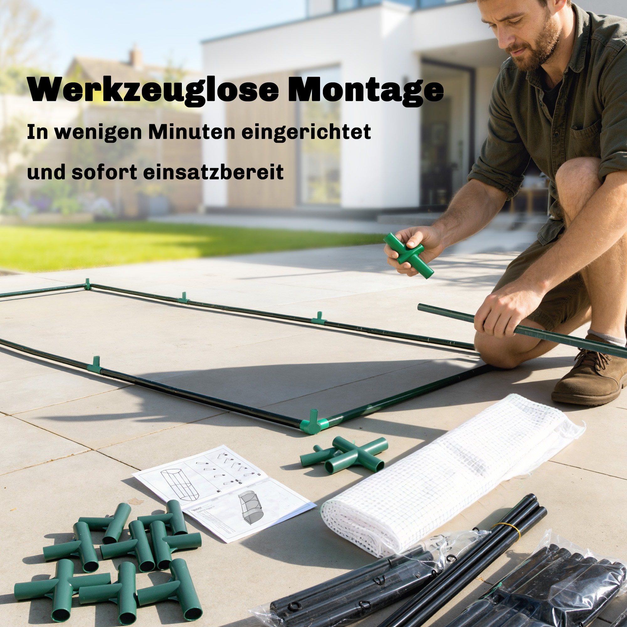 Gewächshaus mit PE-Gitterfolie, winterfest Foliengewächshaus aus Stahl, Treibhaus 200 x 100 x 80 cm Weiß