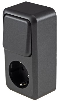 FASKO Kombi Steckdose Schalter,Anthrazit, 250V~, Aufputz, Schraubanschluss