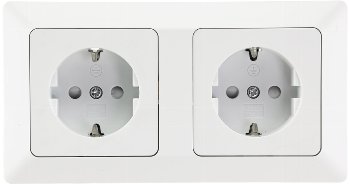 MILOS Set 2 Steckdosen + 2-fach Rahmen, 250V~/ 16A, Steckanschluss, Matt-weiß MILOS Set 2 Steckdosen + 2-fach Rahmen, 250V~/ 16A, Steckanschluss, Matt-weiß
