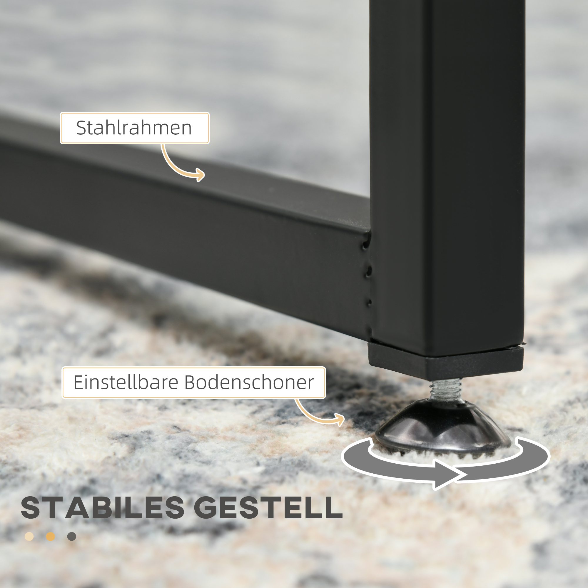 2er-Set Couchtische, Glastische, mit pulverbeschichtetem Stahl, Schwarz + Transparent