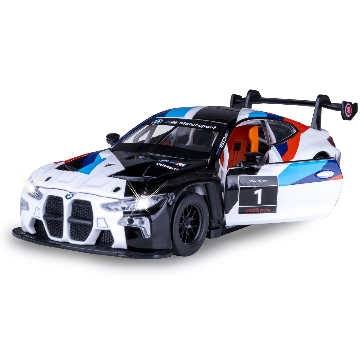 BMW M4 GT3 Diecast 1:32 weiß inkl. Knopfzellen BMW M4 GT3 Diecast 1:32 weiß inkl. Knopfzellen