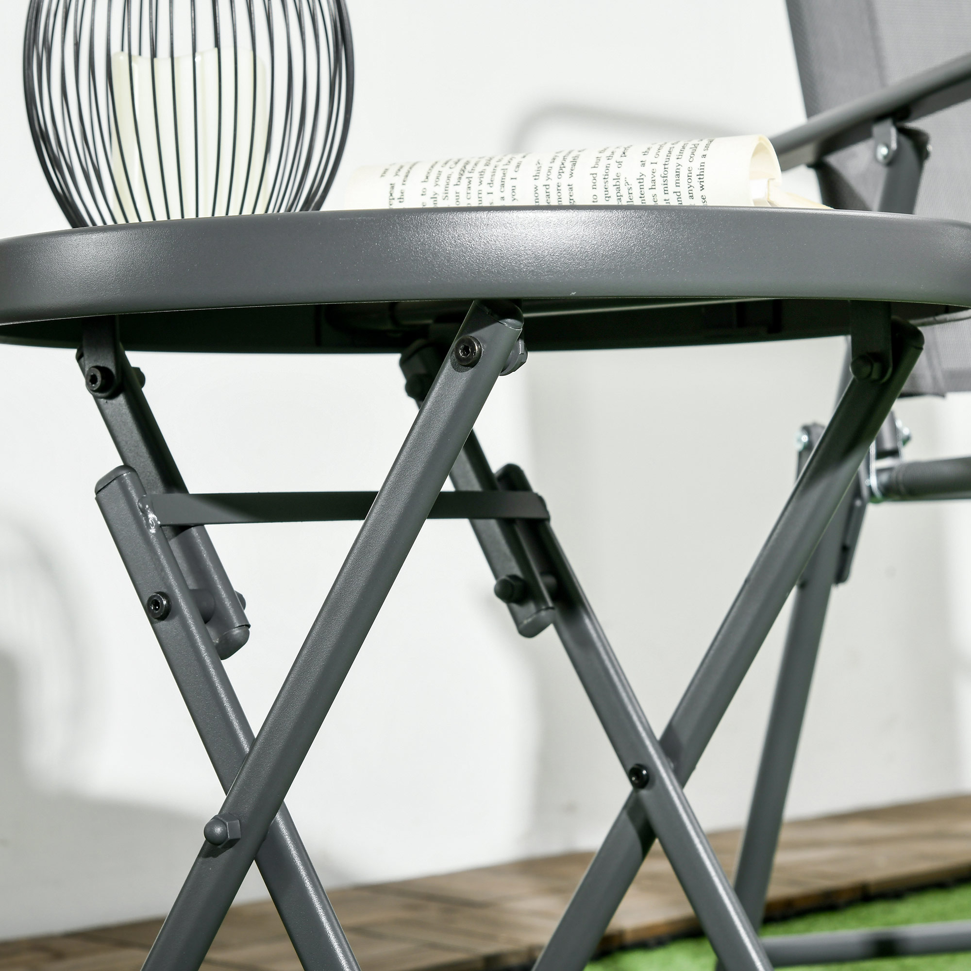 Klappbarer Beistelltisch, Outdoor-Klapptisch, mit Tischplatte aus gehärtetem Glas, für Terrasse, 45 x 45 x 50 cm, Weiß