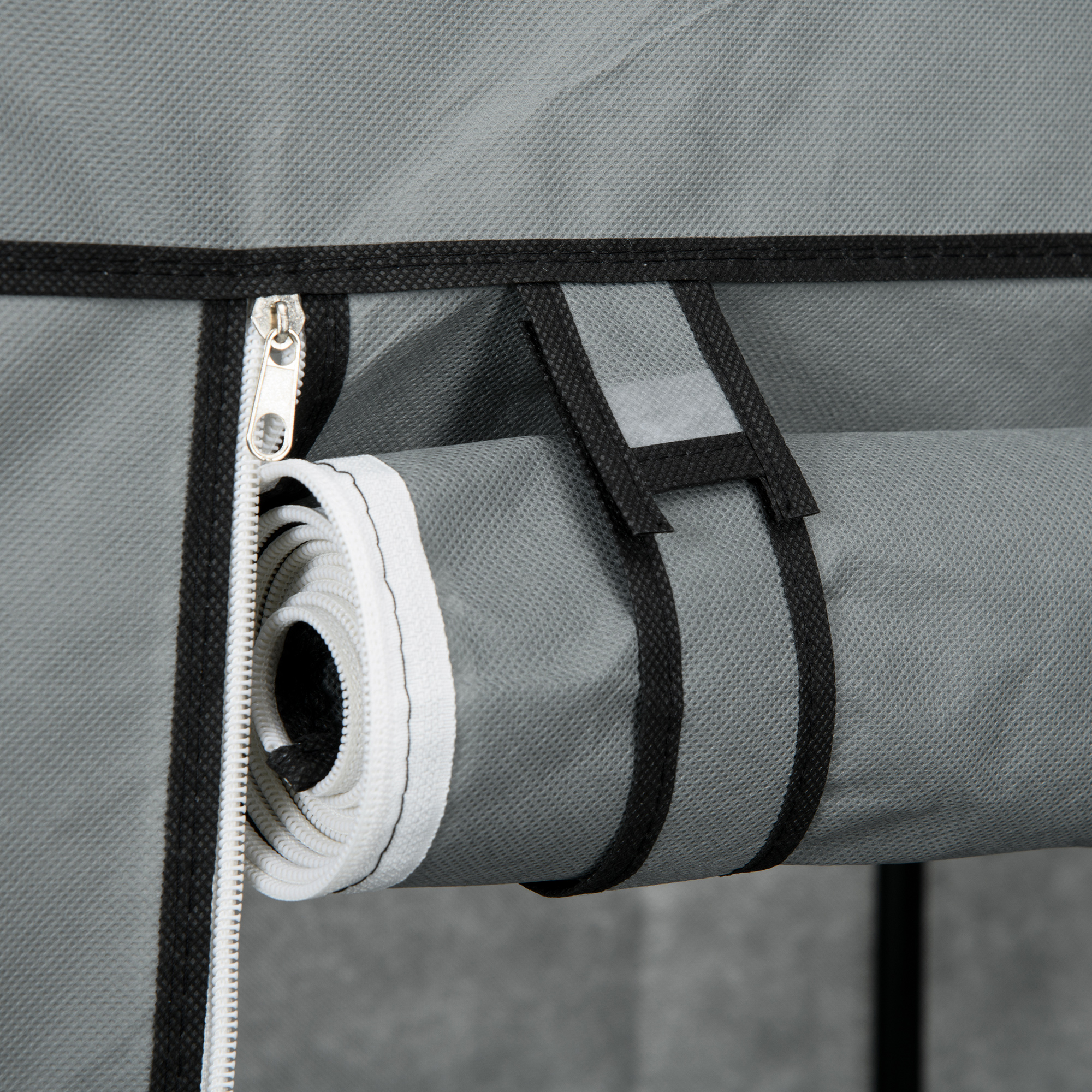 Stoffschrank Kleiderschrank faltbarer Schrank, 1 Kleiderstange, 6 Regalböden, 102 x 42,5 x 162,5 cm, Grau