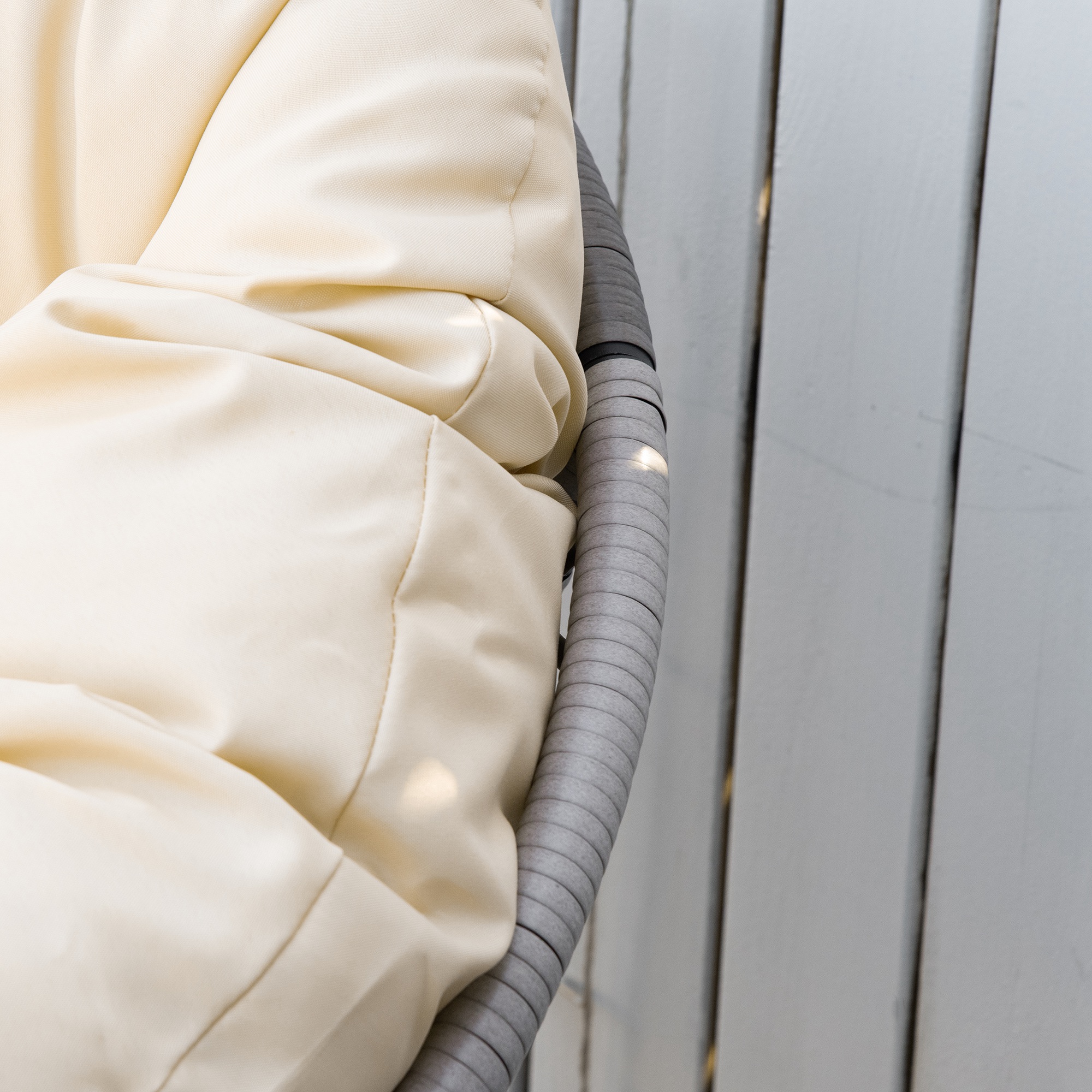 Papasansessel, Korbsessel, Sitzkissen, Kunstrattan, drehbar, Metallrahmen, 87 x 97 x 90 cm, Beige