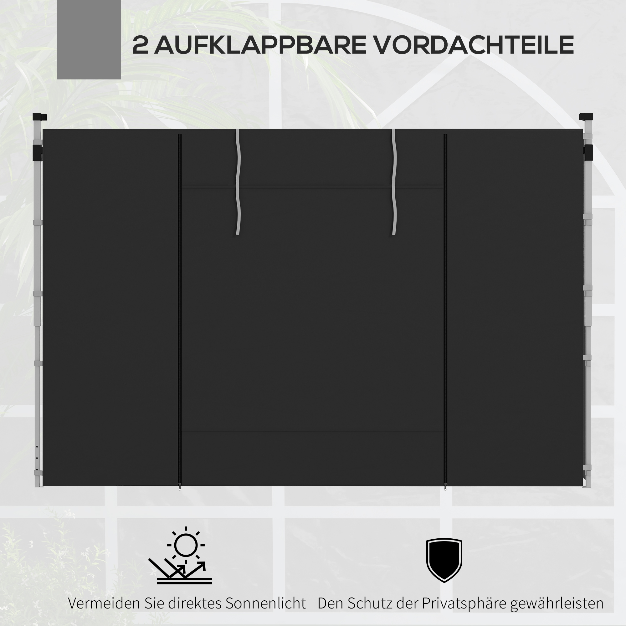 Seitenwände für 3 x 3/ 3 x 6 m Pavillon, Seitenplanen mit Fenster, Tür, Ersatzwände für Partyzelt, Oxfordstoff, Schwarz