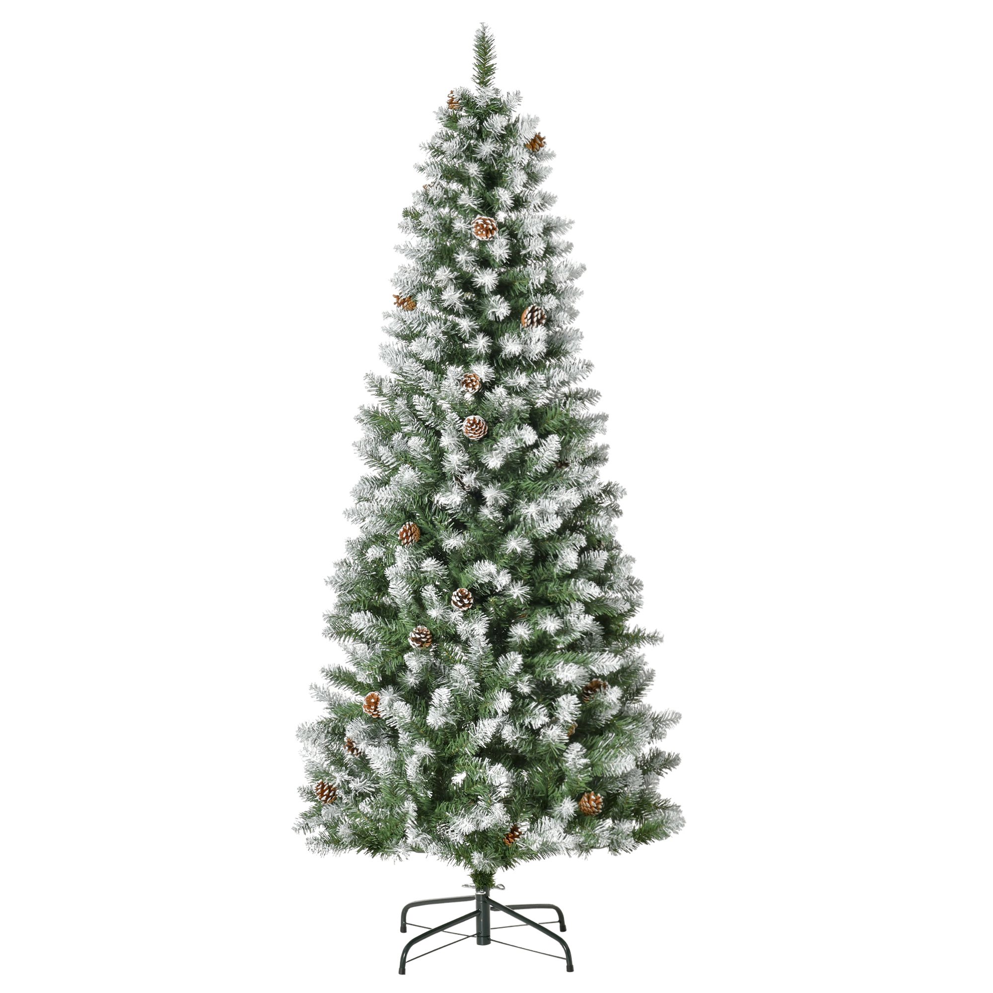 Weihnachtsbaum, 630 Zweige, 37 Zapfen, verschneite Spitzen, feuerfest, 180 cm