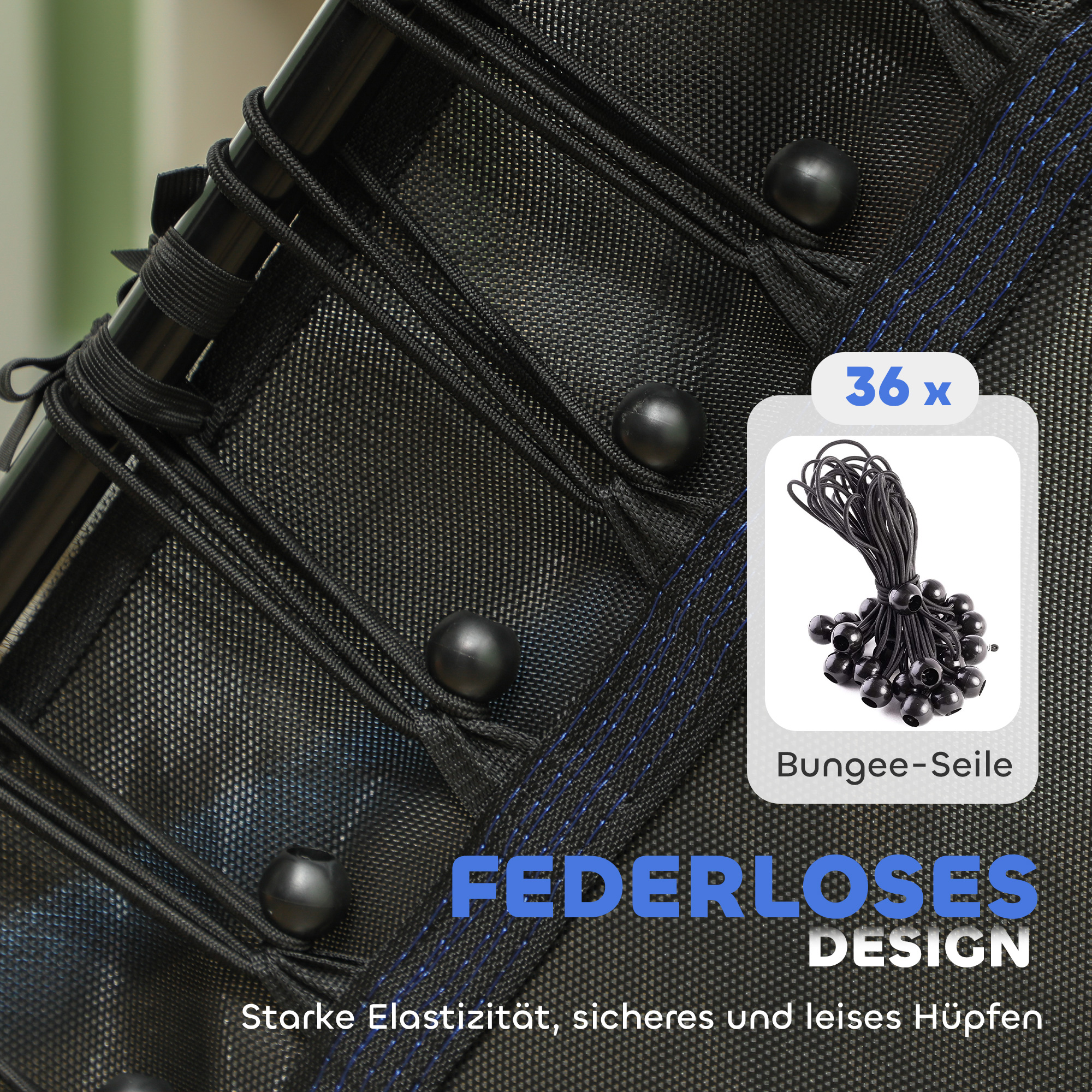 Trampolin für Kinder, Ø163,5 cm, mit Sicherheitsnetz, gepolstert, Stahl, belastbar bis 50 kg, Schwarz & Blau