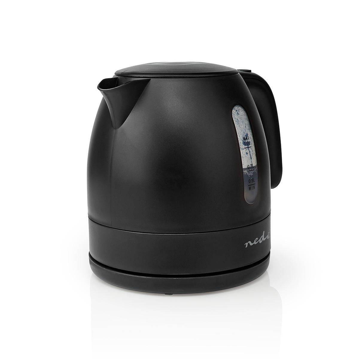 Wasserkocher | 1.0 l | Plastik | schwarz | Um 360 Grad drehbar | Verdecktes Heizelement | Strix Controller | Boil-dry protection