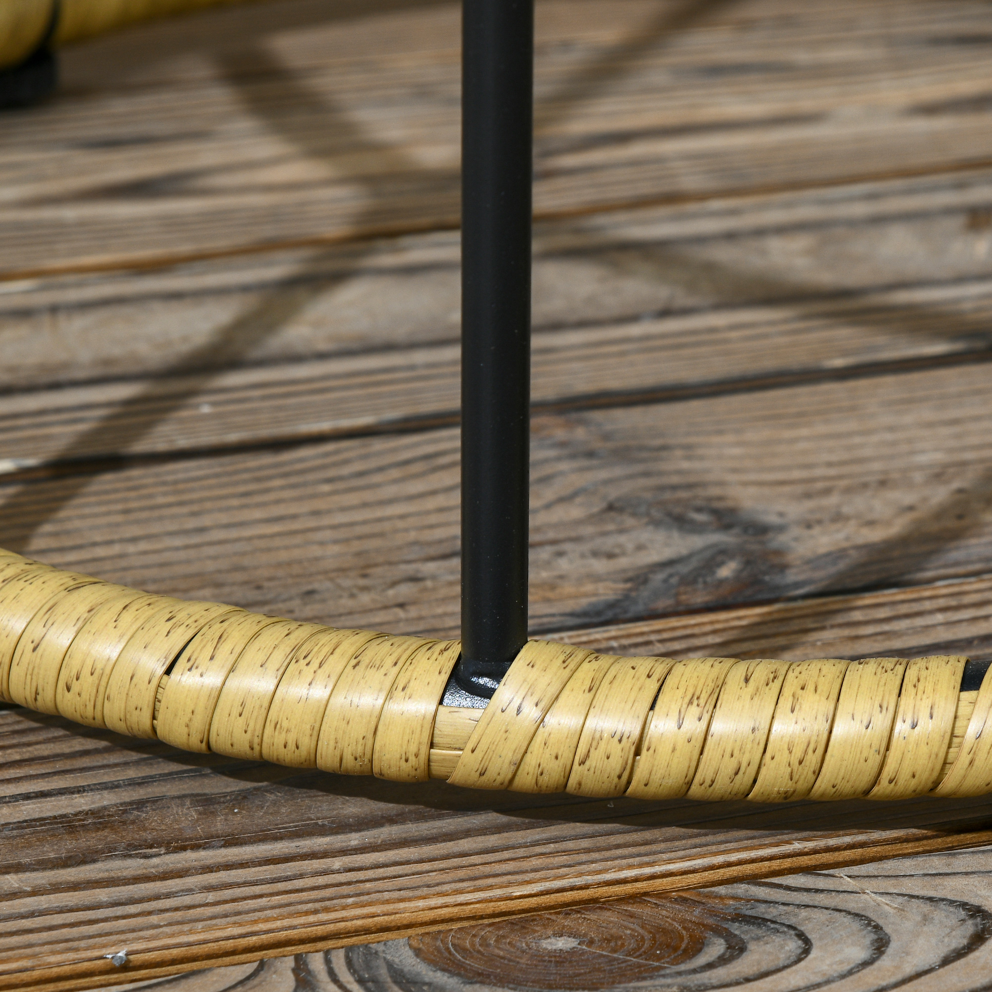 2er-Set Gartentische Balkontische, Boho-Stil, wetterbeständig, Schwarz + Khaki