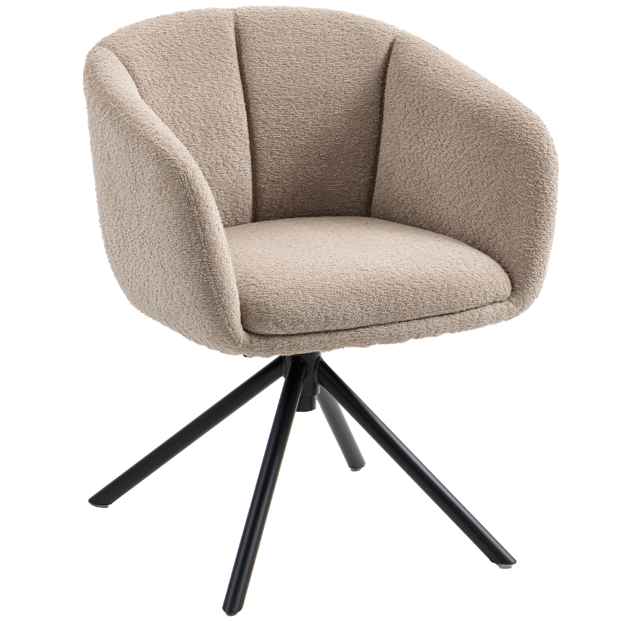 Sessel, Polsterstuhl mit bequemer Sitzschale, drehbar, kuscheliger Bezug, bis 120 kg, Hellbraun