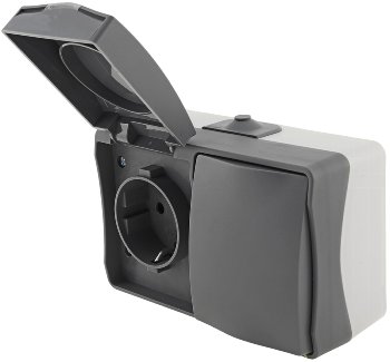 NUQUI Feuchtraum Schalter & Steckdose, IP54, Aufputz, 250V~/ 10A/16A Horizontal