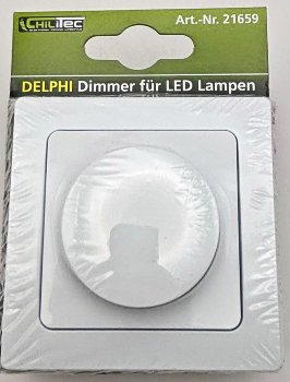 DELPHI Dimmer für LED Lampen, 250V~/ 3-60W, inkl. Rahmen, UP, weiß
