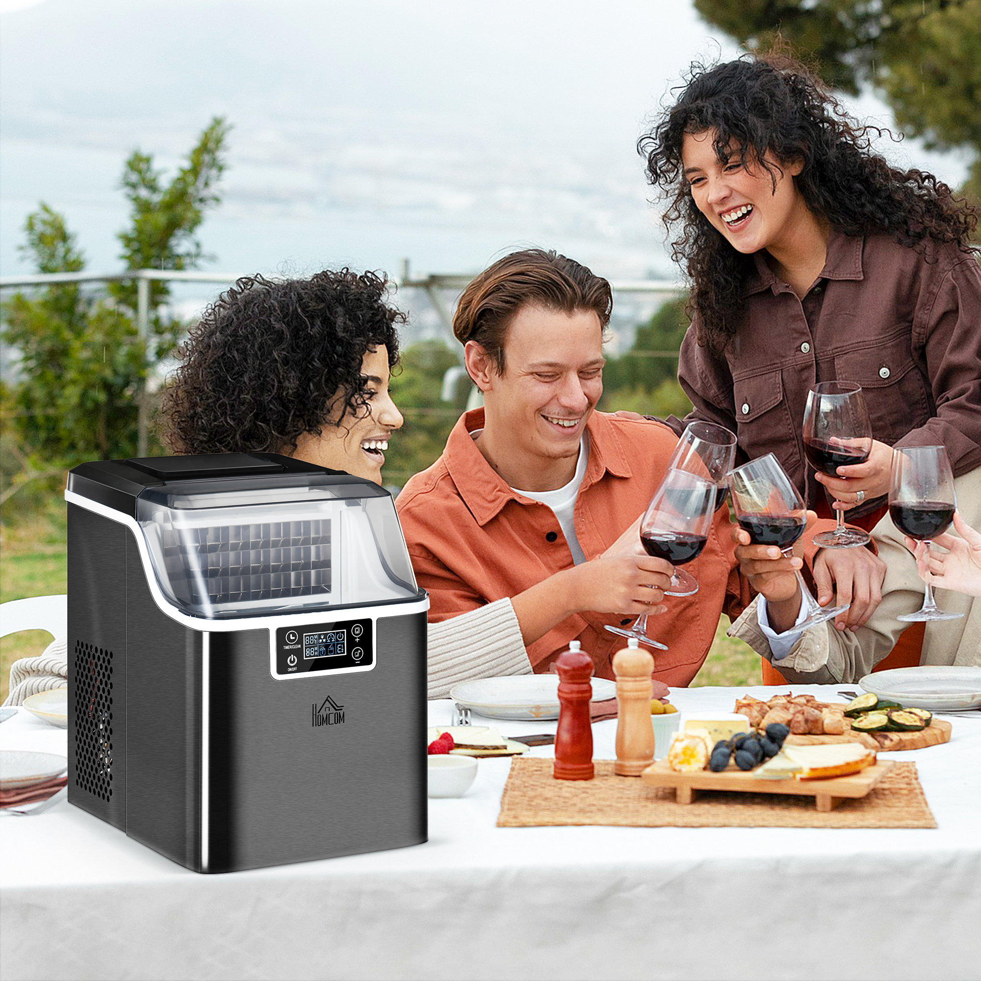 Eiswürfelmaschine Eiswürfelspender Ice-Maker 20kg/24h 2,3L Eiswürfelbereiter mit 3,2 L Wassertank, Schwarz