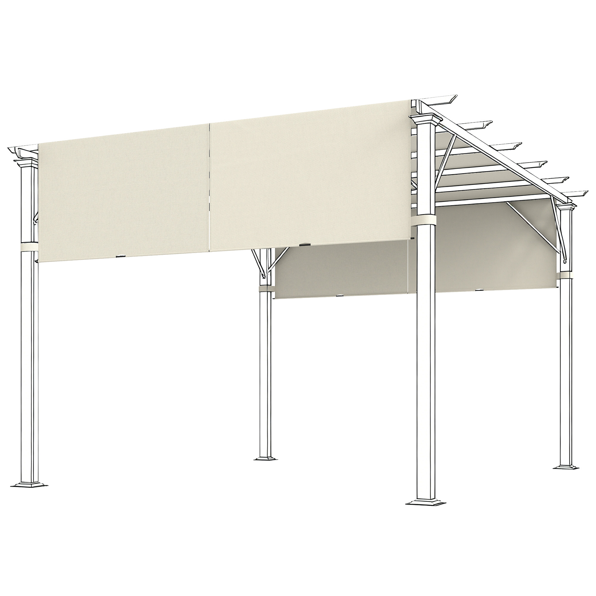 Ersatzdach für Pergola mit UV-Schutz, Sonnensegel für Terrassenüberdachung für 3 x 3 m Pavillon, Cremeweiß