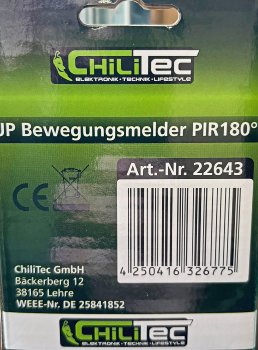 Unterputz PIR-Bewegungsmelder 180°, LED geeignet, 2-Draht Technik RESTBESTAD