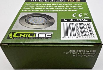 LED-Einbauleuchte "Flat-32" warmweiß, 80x32mm, 5W, 590lm, Edelstahl gebürstet