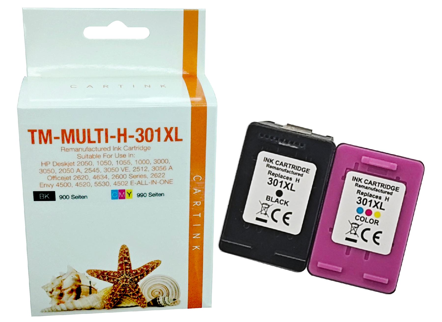 Multipack 301XL alternativ Tinte für HP / E5Y87EE /1x301XLBK900Seiten/1x301XLC990Seiten