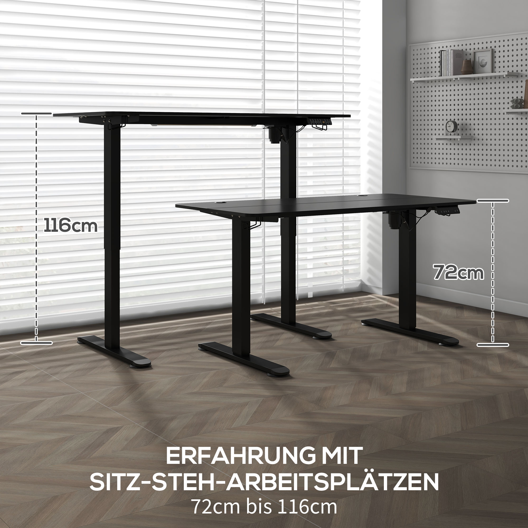 Stehpult höhenverstellbarer Computertisch Schreibtisch, 140 cm x 70 cm x 116 cm, Schwarz