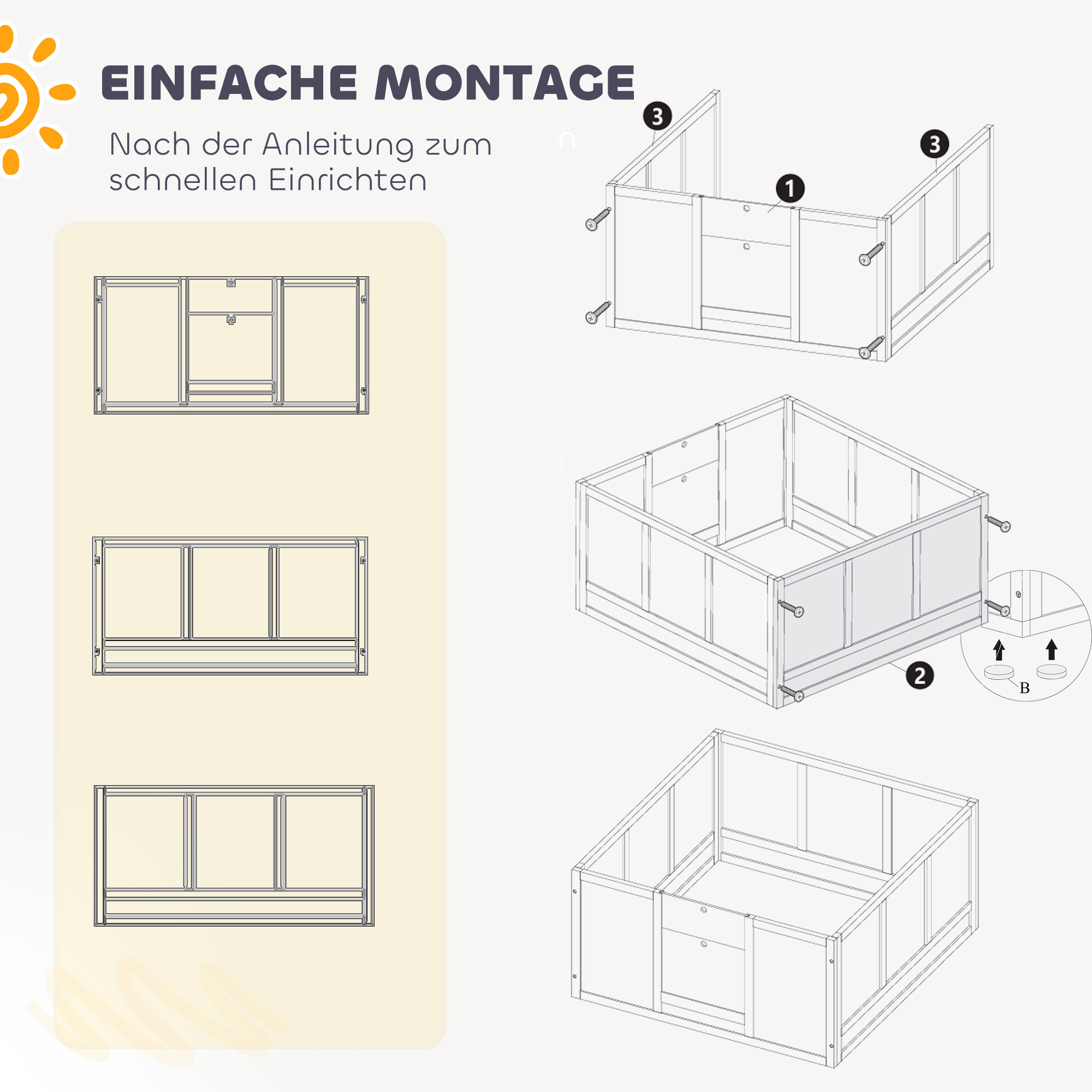 Welpenbox für kleine und mittelgroße Hunde, Hunde-Wurfbox mit anpassbarem Eingang, rutschfesten Fußpads, Weiß