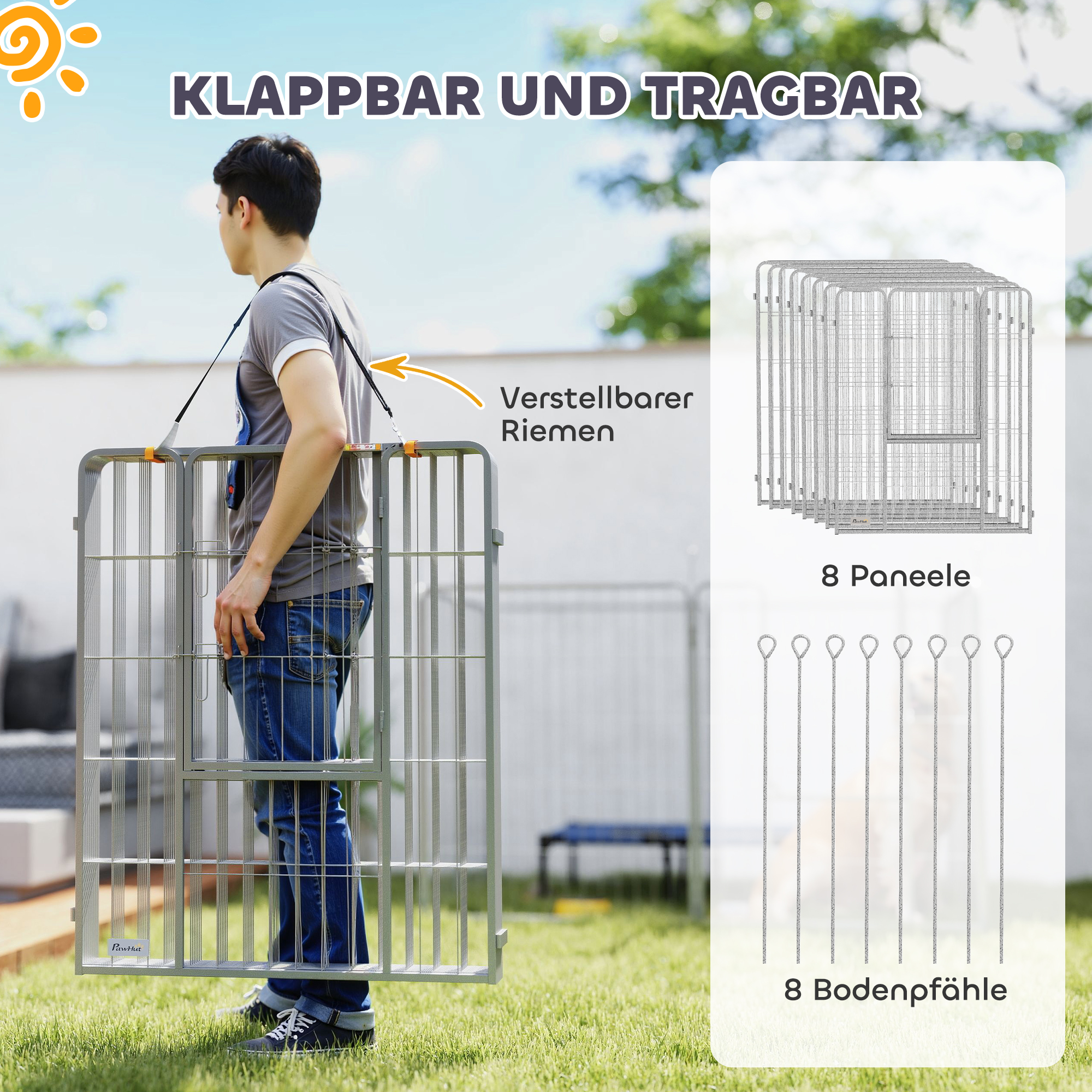 Haustiergehege, Hundezaun, Haustierspielplatz, flexibel anpassbar, rostfreier Stahl