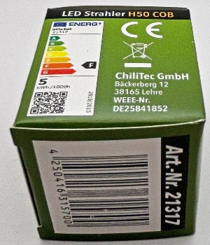 LED Strahler MR16 "H50 COB", 4000k, 460lm, 12V/5W, neutralweiß